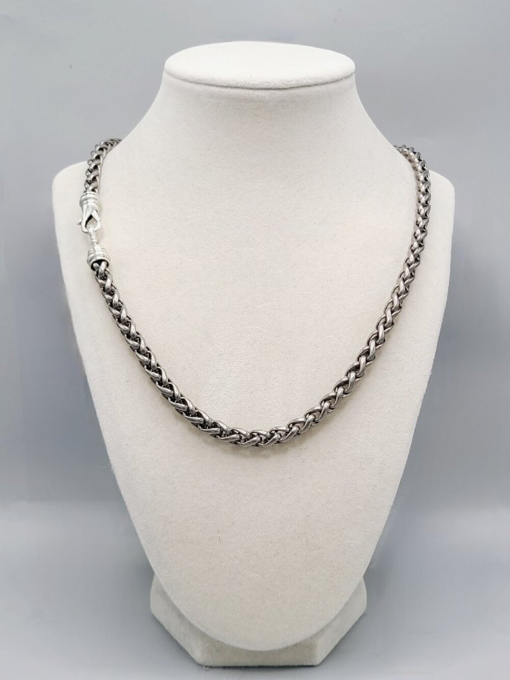David Yurman Wheat Chain Necklace in Sterling Silver & Grey Titanium, 6mm - 26"